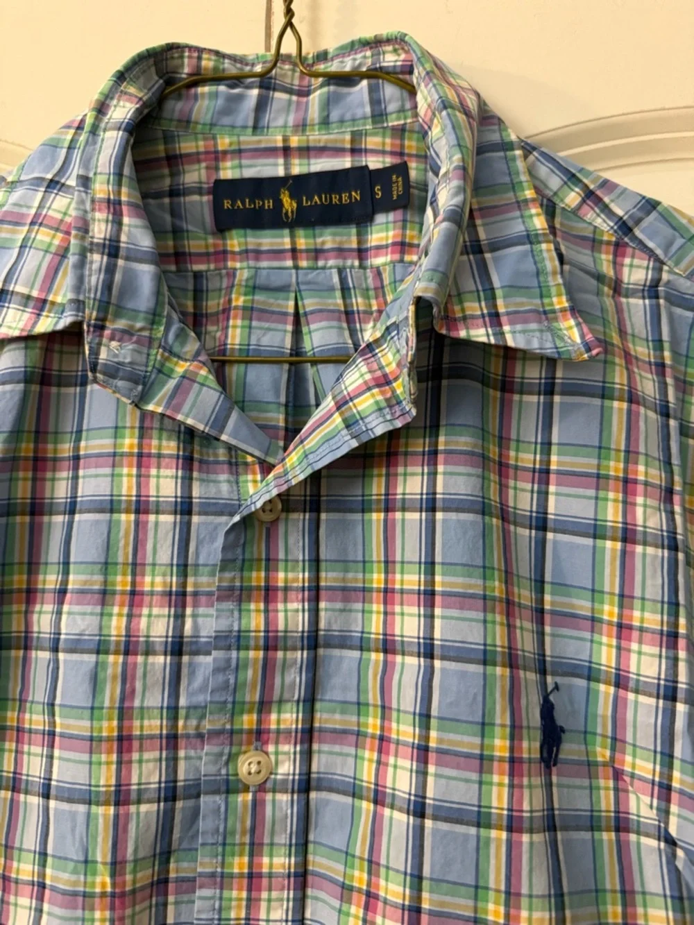 💜Polo Ralph Lauren Plaid Button-Down Shirt – Blue & Pink | Size S